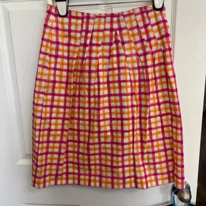 Women’s Talbots A Line Skirt Pink And Orange Plaid Size 6 Lined Pleats Midi